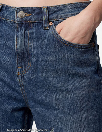 Jean wide leg taille basse bleu ado