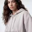Blouson cropped effet boule &agrave; capuche beige