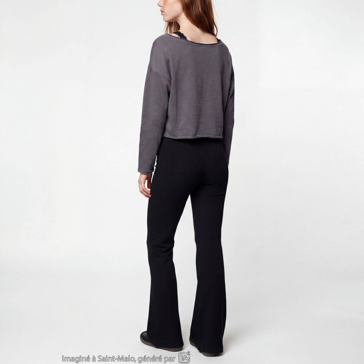 Pantalon flare stretch taille standard noir