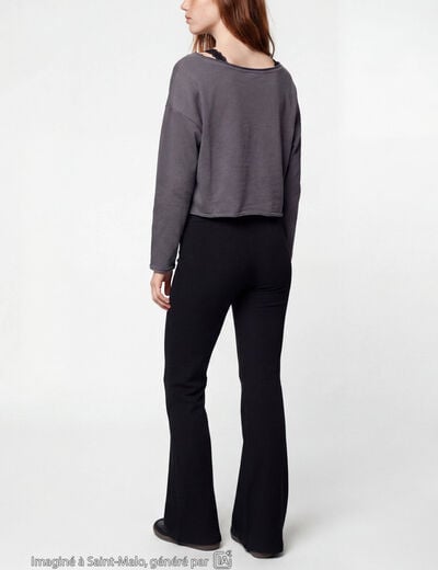 Pantalon flare stretch taille standard noir