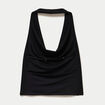 Top ajust&eacute; cropped d&eacute;collet&eacute; dos noir ado