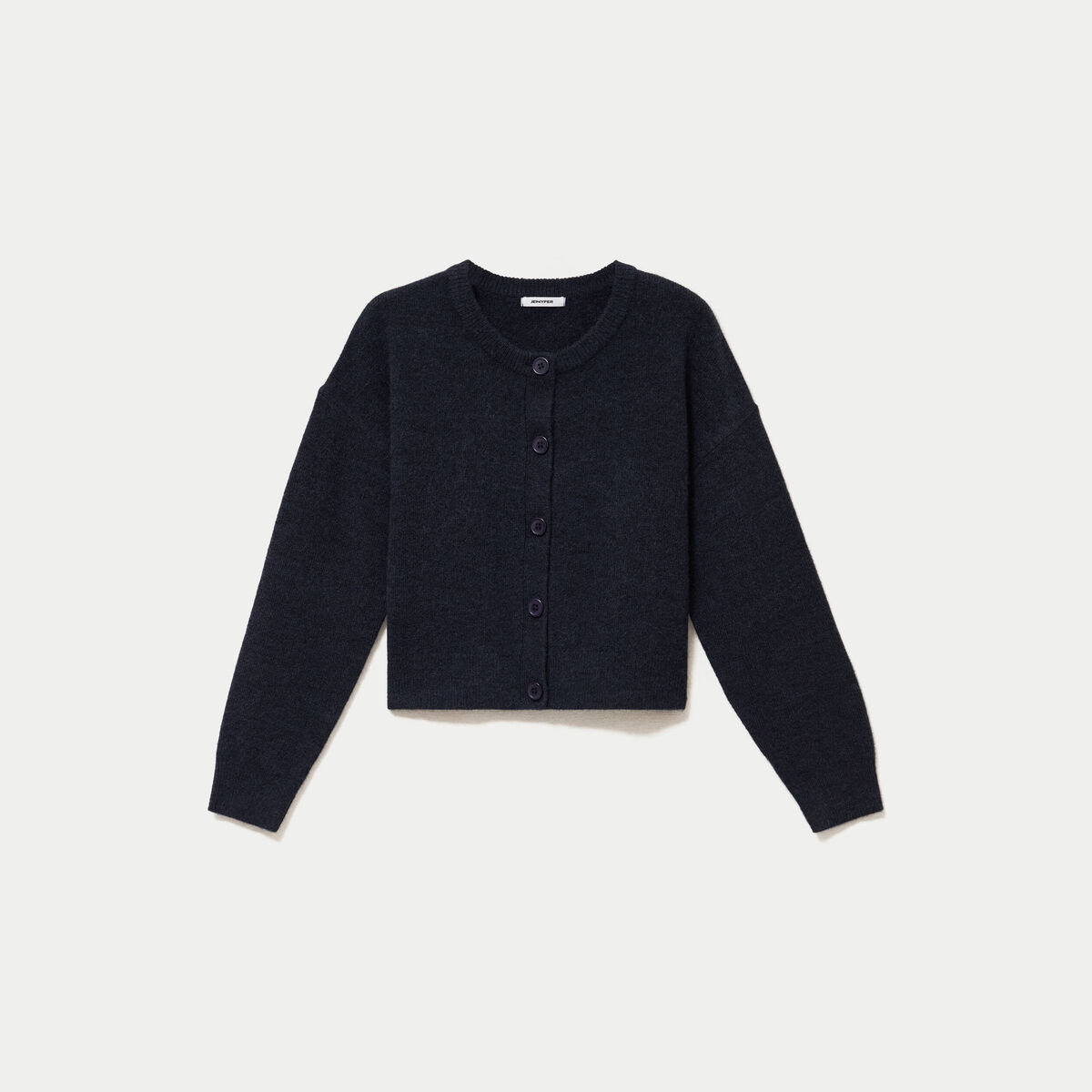 Gilet ajust&eacute; cropped manches longues bleu marine