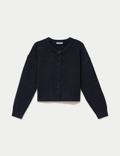 Gilet ajust&eacute; cropped manches longues bleu marine