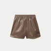 Short taille haute en similicuir taupe