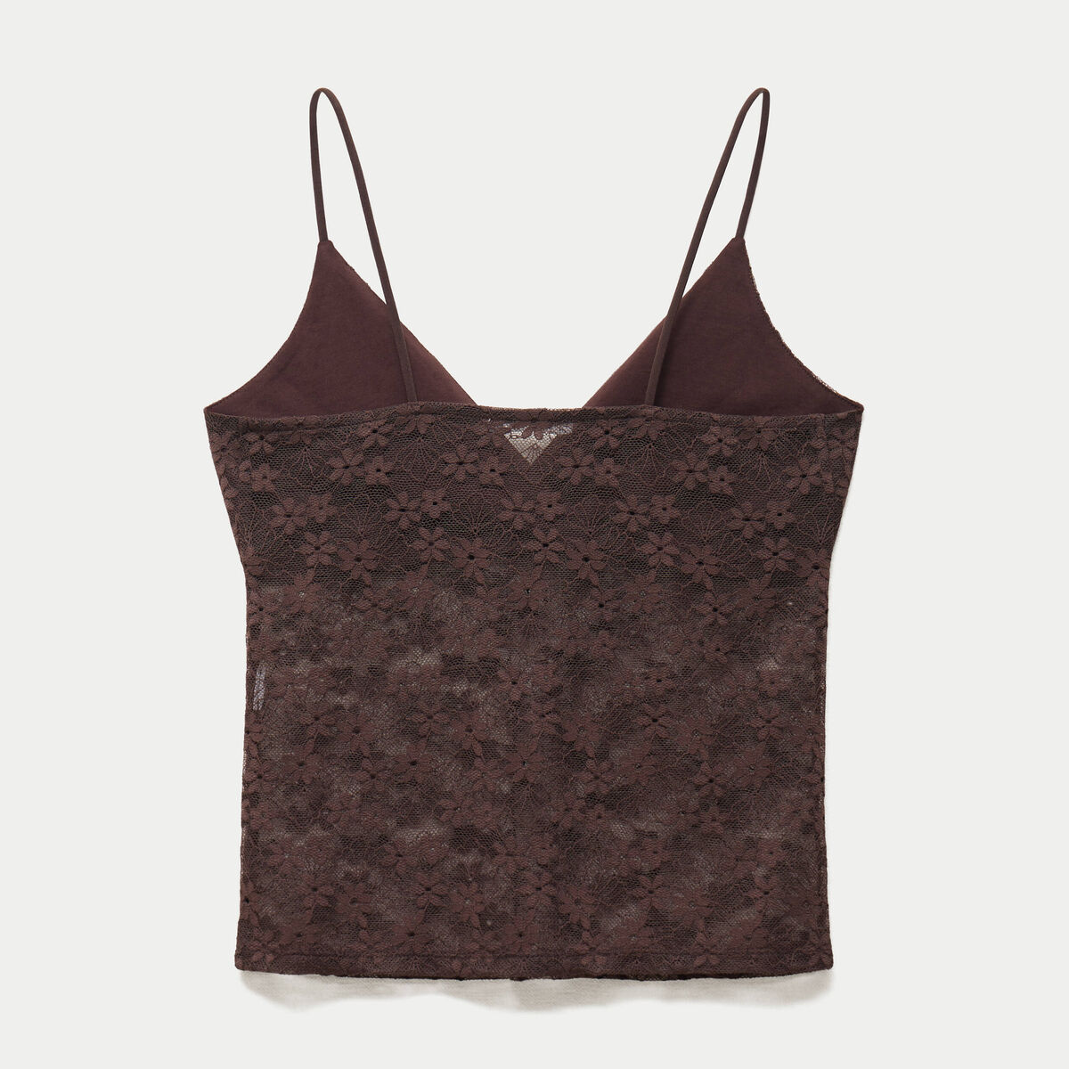 Top ajust&eacute; d&eacute;collet&eacute; sans manches marron fonc&eacute; ado