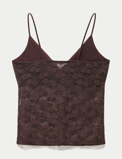Top ajust&eacute; d&eacute;collet&eacute; sans manches marron fonc&eacute; ado