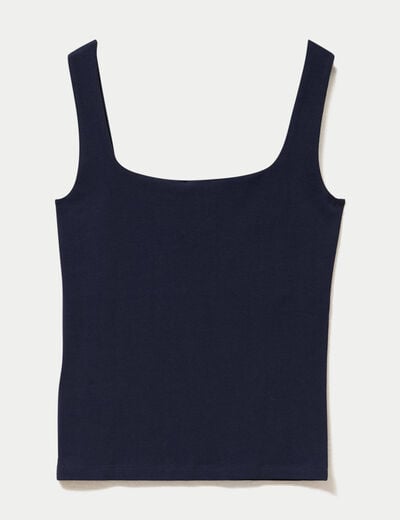 D&eacute;bardeur ajust&eacute; col carr&eacute; bleu marine