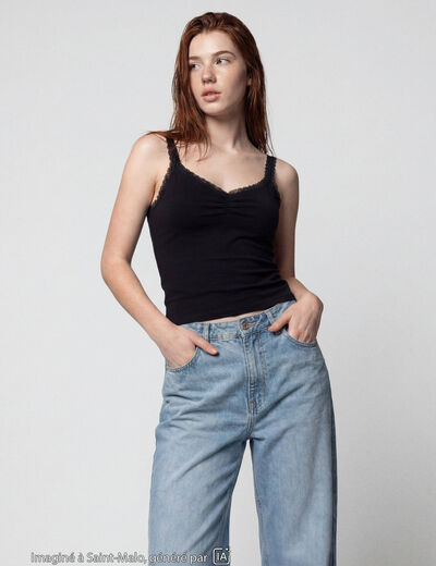 Jean Lenny wide leg standard denim triple stone