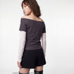 Haut double col bateau manches longues gris