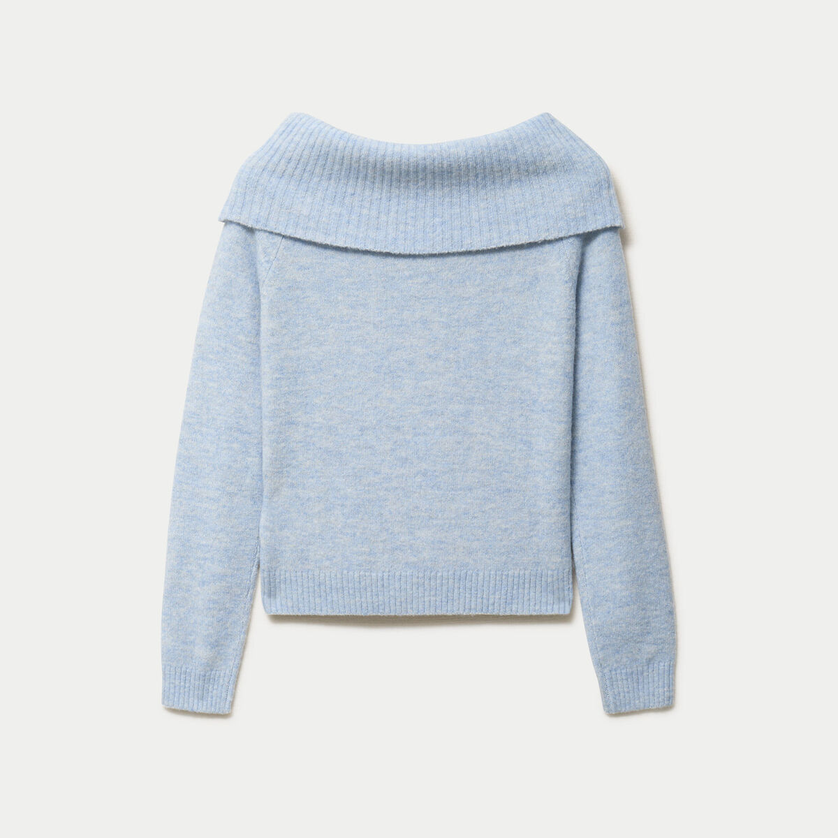 Pull col bardot manches longues bleu ciel