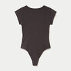 Body ajust&eacute; col rond manches courtes gris