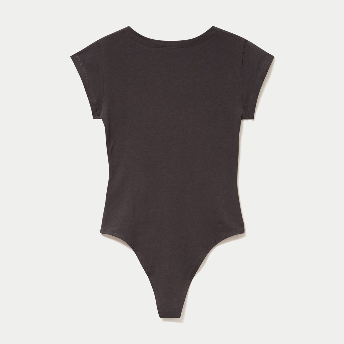 Body ajust&eacute; col rond manches courtes gris
