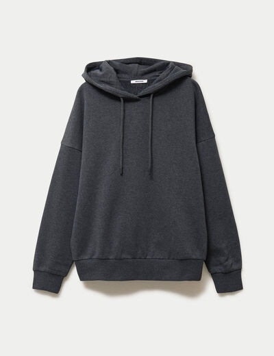 Sweat &agrave; capuche manches longues gris