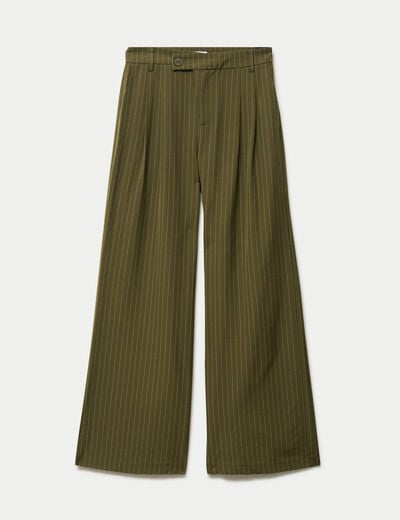 Pantalon coupe large taille standard vert kaki