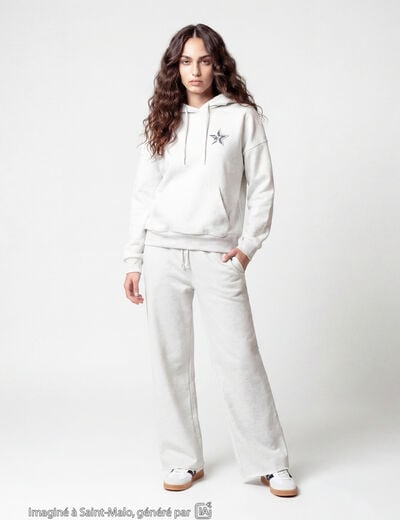 Jogging large en maille ecru