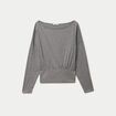 Top col bateau manches longues gris fonc&eacute;