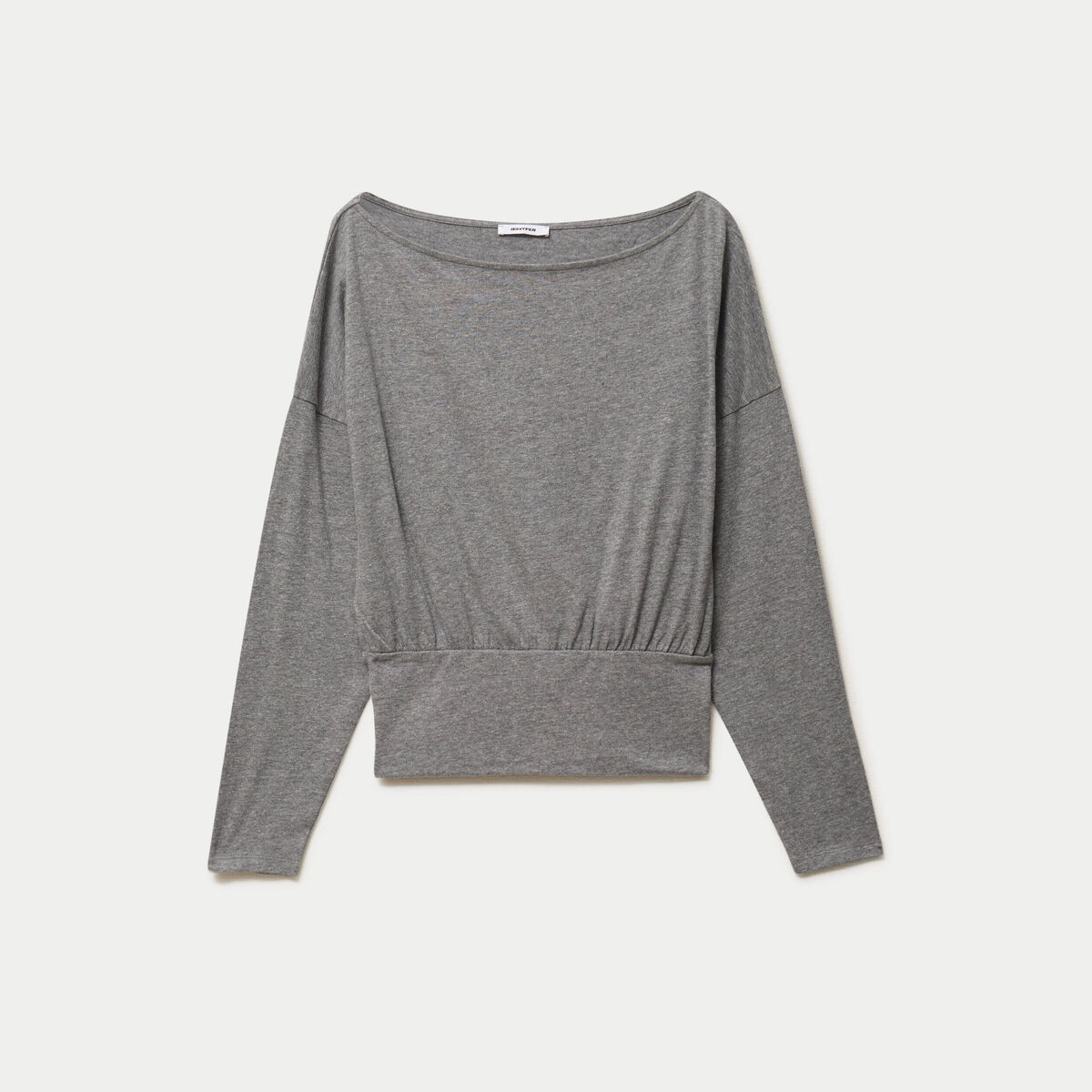 Top col bateau manches longues gris fonc&eacute;
