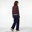 Gilet droit cropped col montant marron fonc&eacute;