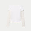 Haut double col bateau manches longues blanc