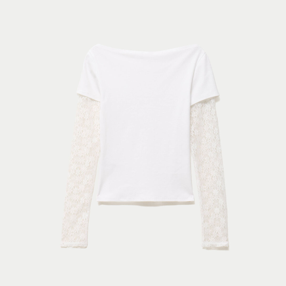 Haut double col bateau manches longues blanc