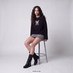 T-shirt ample col rond manches longues noir