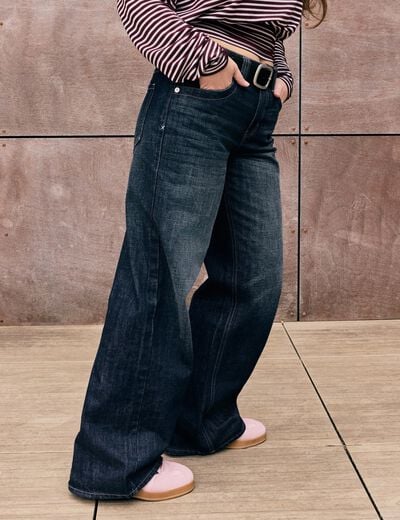 Jean loose taille basse denim brut ado