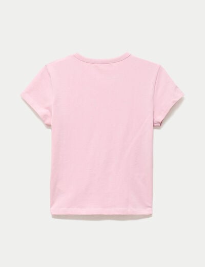 T-shirt ajust&eacute; col rond manches courtes rose ado