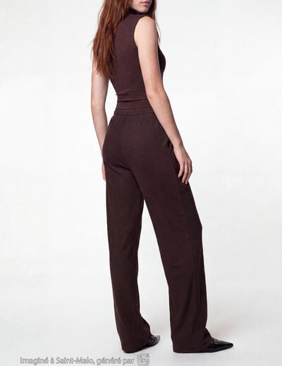 Pantalon large taille standard marron fonc&eacute;