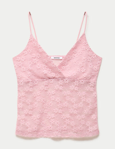Top ajust&eacute; d&eacute;collet&eacute; sans manches rose ado