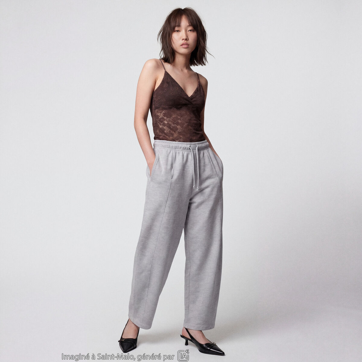 Jogging coupe ample taille standard gris clair