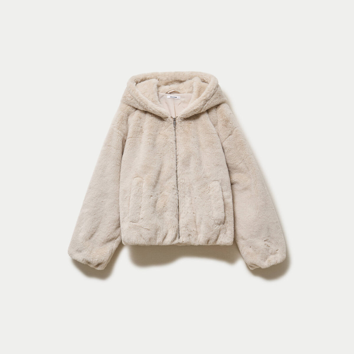 Blouson capuche fausse fourrure ecru