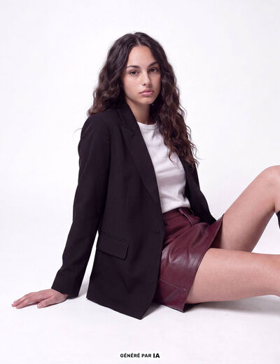 Veste col tailleur manches longues noir