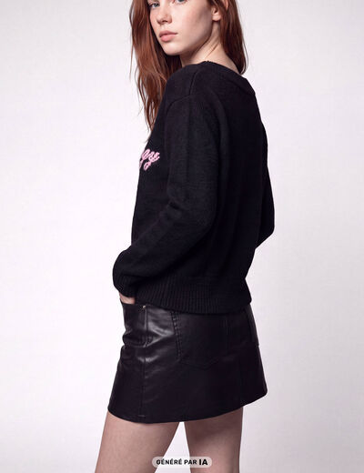 Pull col rond manches longues gris