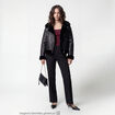 Blouson cropped similicuir noir