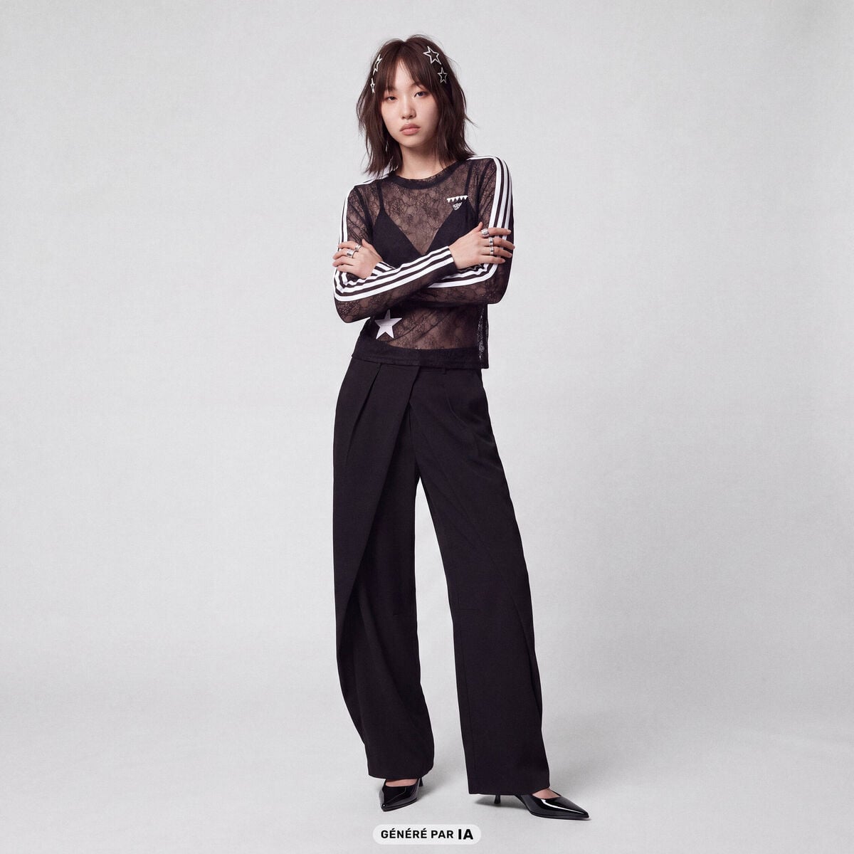 Pantalon coupe large noir