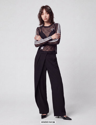 Pantalon coupe large noir
