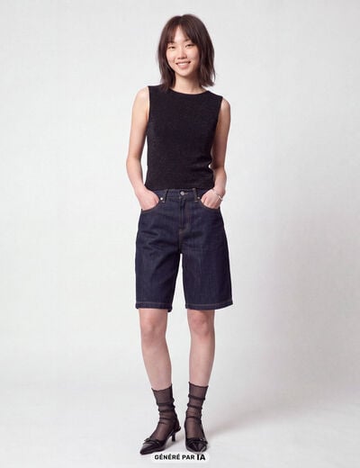 Bermuda large en jean 5 poches denim brut