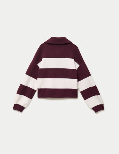 Pull col camionneur manches longues bordeaux