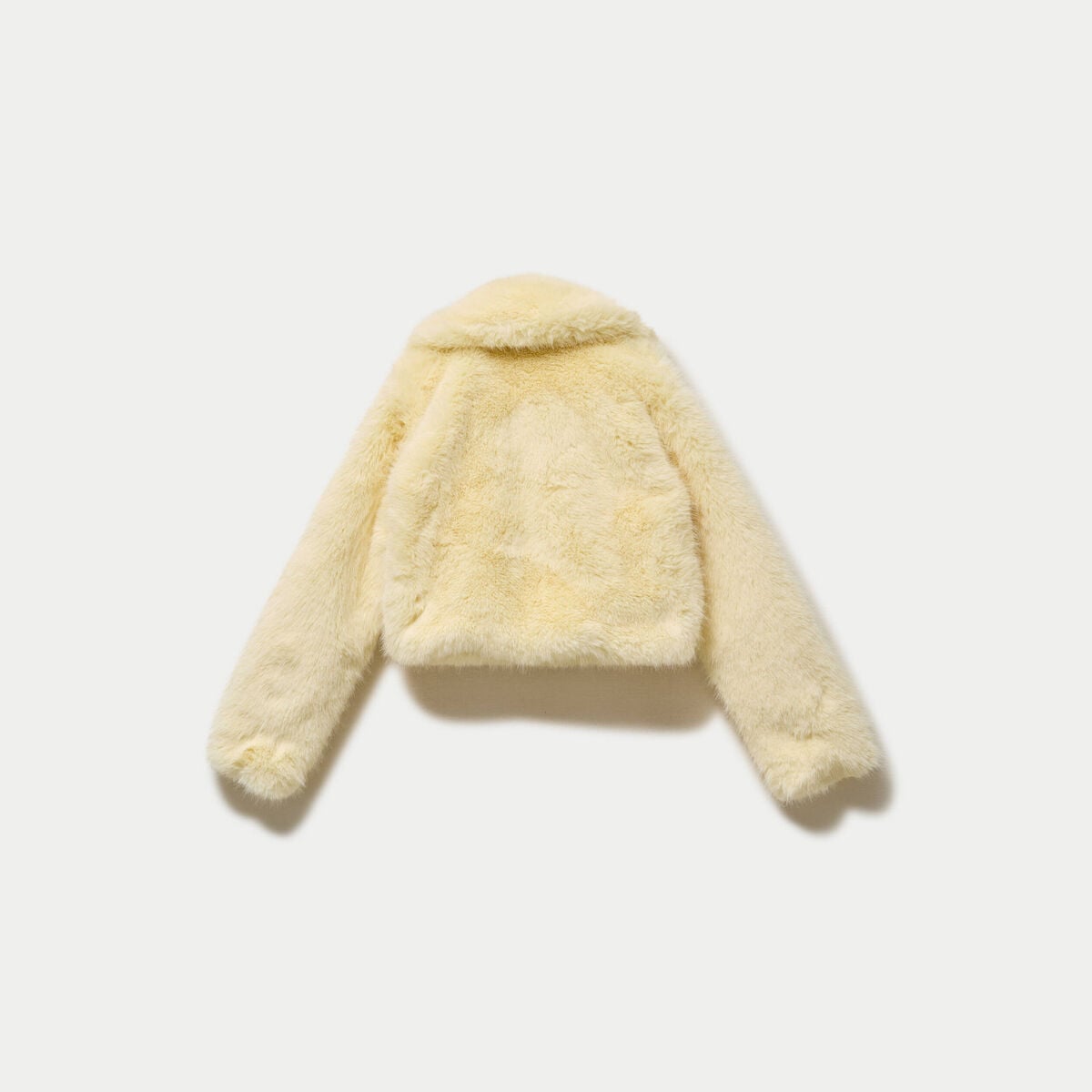 Manteau droit cropped fausse fourrure jaune clair