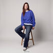 Pull oversize col rond manches longues bleu electrique