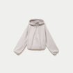 Blouson cropped effet boule &agrave; capuche beige