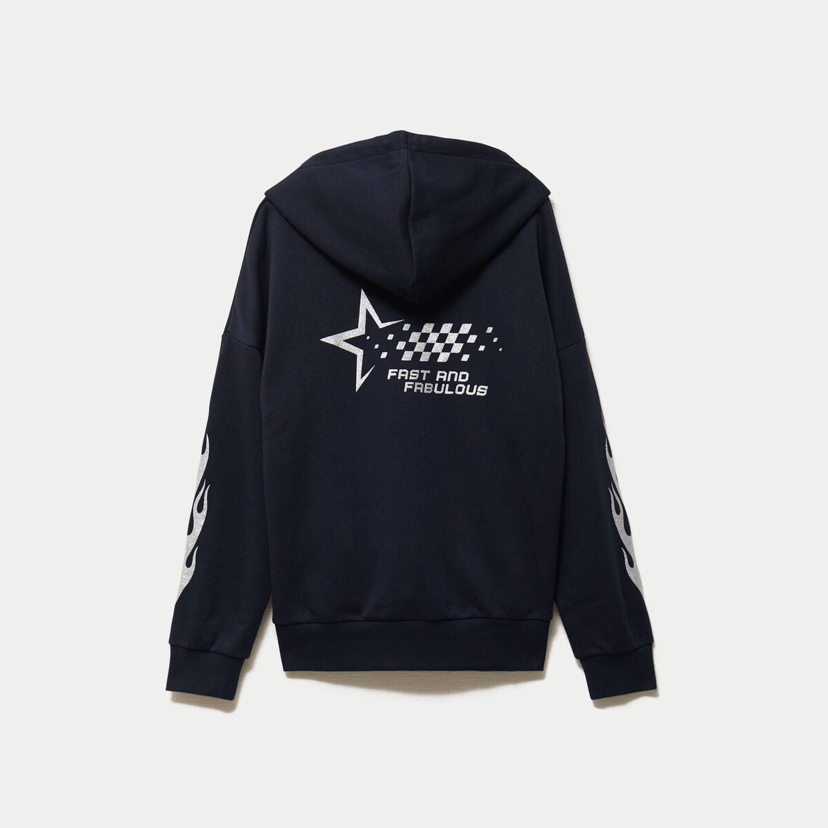 Sweat &agrave; capuche manches longues bleu marine