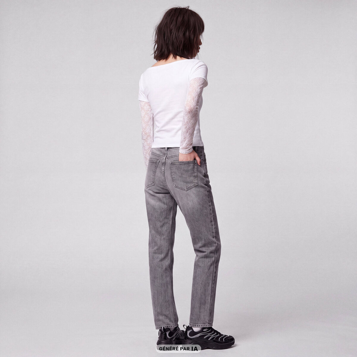Jean Sam regular taille standard denim gris