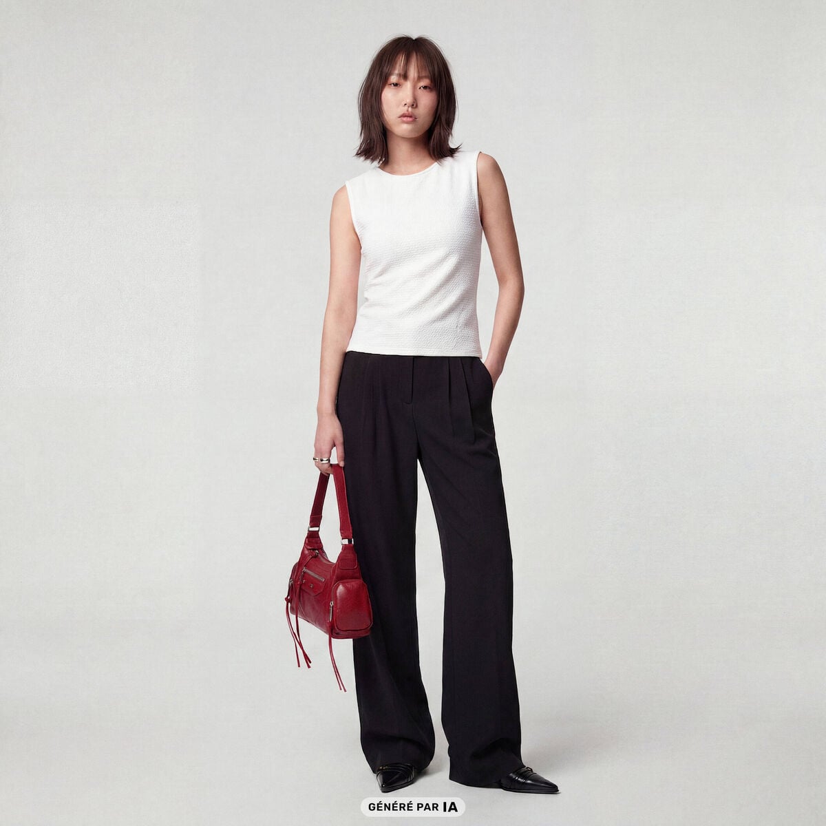 Pantalon flare stretch taille standard noir