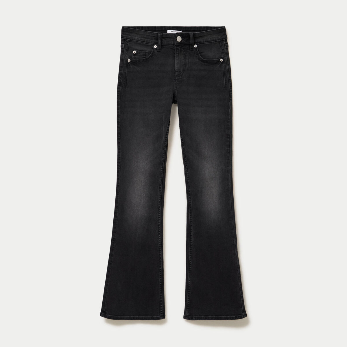 Jean bootcut taille basse denim noir ado