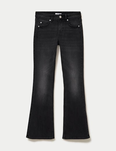 Jean bootcut taille basse denim noir ado
