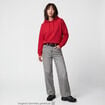 Sweat oversize &agrave; capuche manches longues rouge