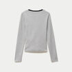 Top ajust&eacute; col v manches longues gris fonc&eacute;