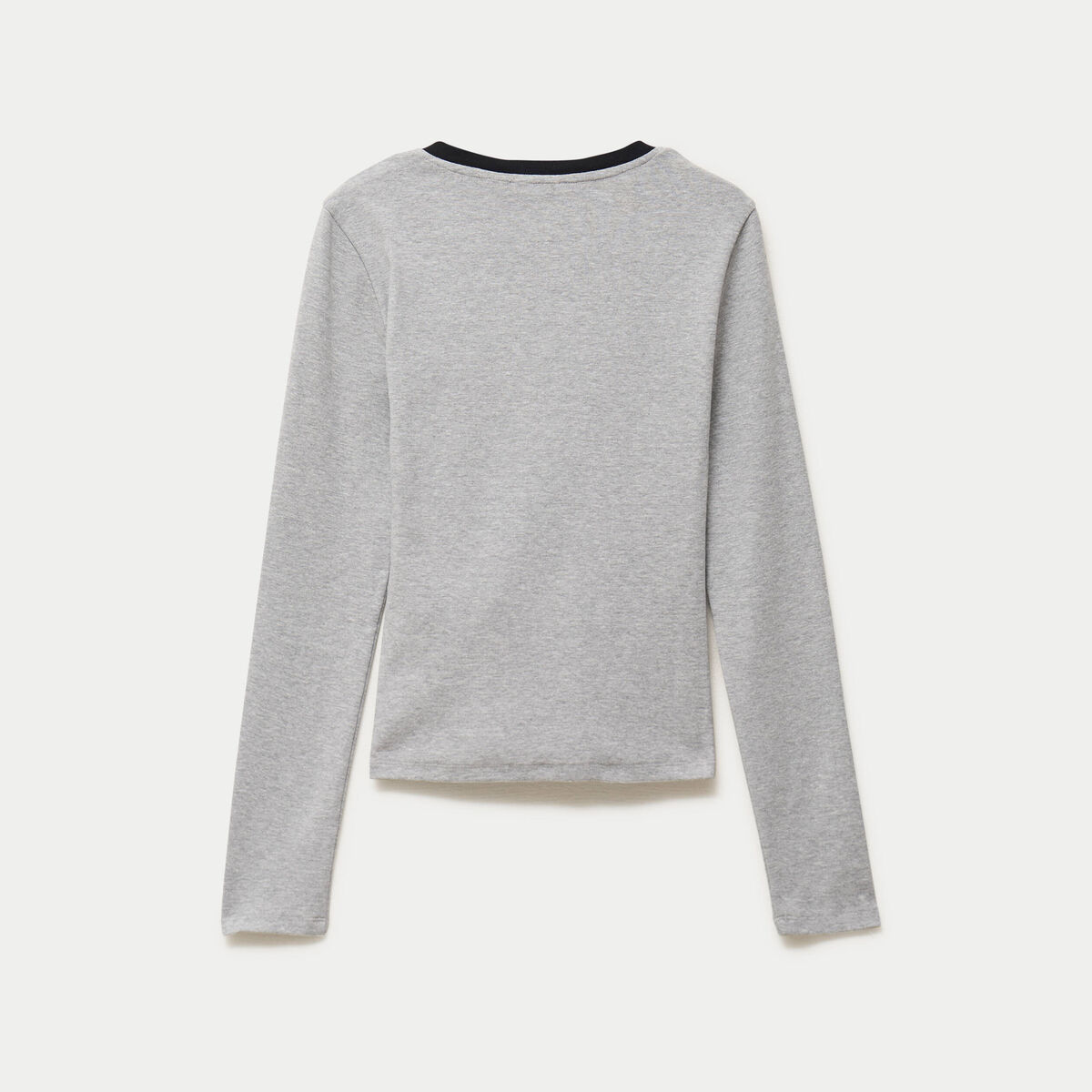 Top ajust&eacute; col v manches longues gris fonc&eacute;