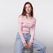 Top ajust&eacute; cropped manches longues rose clair
